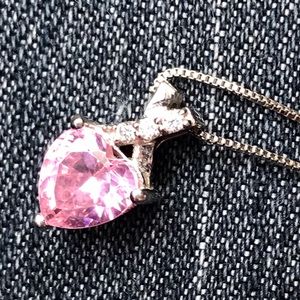 Woman’s real sterling silver pink stone necklace